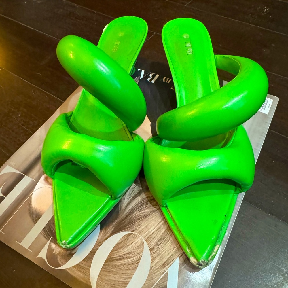 Brat green kitten mules , size 7.5, 38